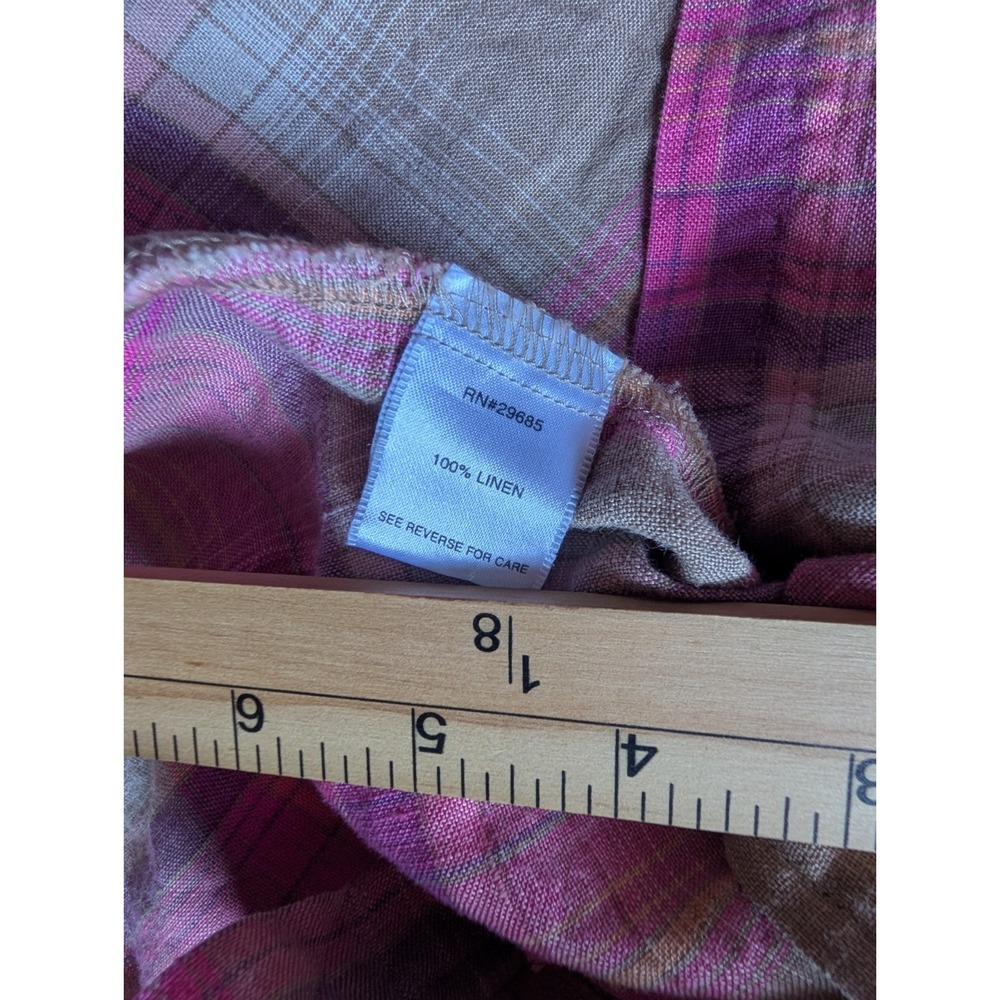 NWOT Pendleton Womens XL Long Sleeve Plaid Shirt 100% Linen Pink Button Up - Picture 9 of 9